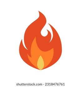 Fire icon. Simple flame emoji in flat style isolated on a white background.