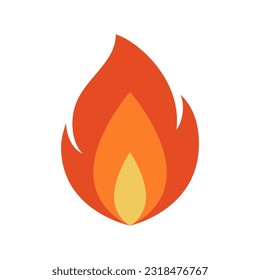 Fire icon. Simple flame emoji in flat style isolated on a white background.