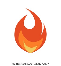 Fire icon. Simple flame emoji in flat style isolated on a white background.