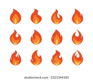 Icono de fuego. Sencillo emoticono de llama en un estilo plano aislado en un fondo blanco.