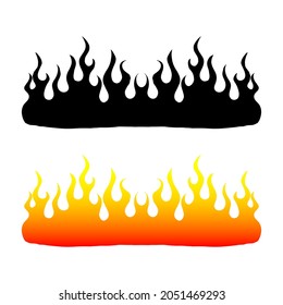 Fire icon. Fire sticker. Hand drawing illustration isolated on white background. Vector EPS 10