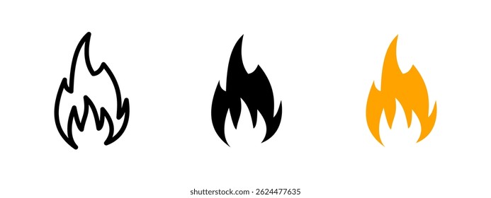 Fire icon. Stylized flame shape with pointed edges vector illustration. Burning symbol of heat, energy and combustion. Emergency alert and hazard warning sign. Danger pictogram.
