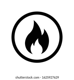Fire icon. Fire symbol in a black circle vector.