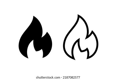 Fire icon. Symbol of danger and importance. Designation of a hit, top or hot.