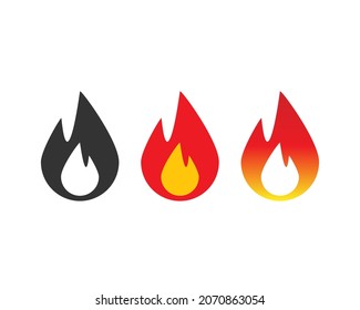 Fire icon symbol set. Flame sign collection. Vector illustration image.