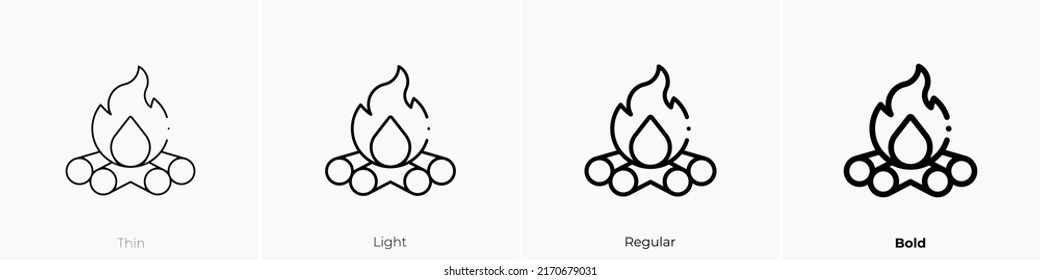 fire icon. Thin, Light Regular And Bold style design isolated on white background