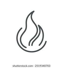 Fire Icon. Thin Line Illustration of a Flame Representing Energy, Heat, and Power. Perfect for Natural Element and Energy Themed Designs.