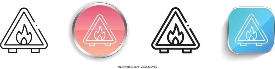 fire icon. Thin Linear, Regular and Button Style Design Isolated On White Background