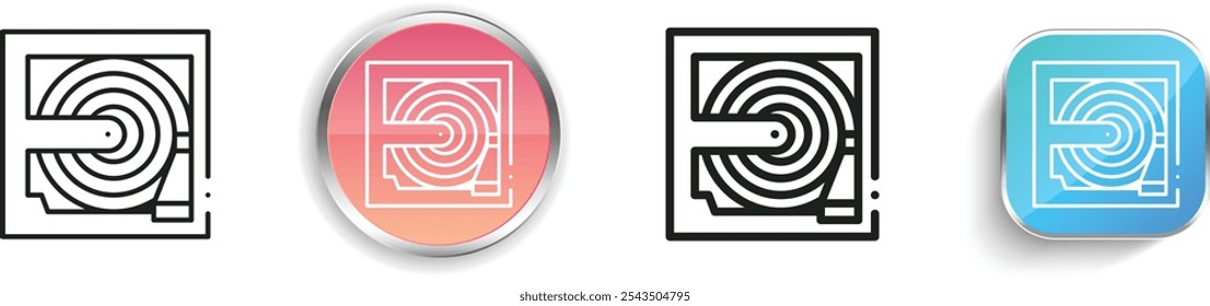 ícone acionar. Design fino, linear, regular e estilo botão isolado no fundo branco