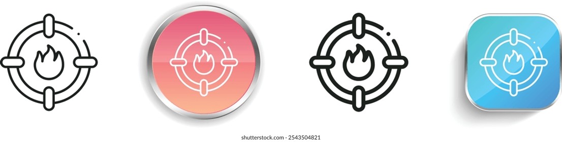 fire icon. Thin Linear, Regular and Button Style Design Isolated On White Background