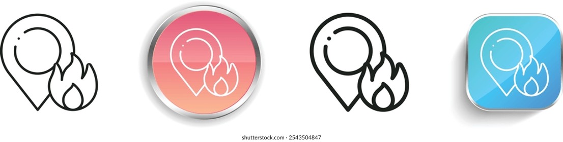 fire icon. Thin Linear, Regular and Button Style Design Isolated On White Background