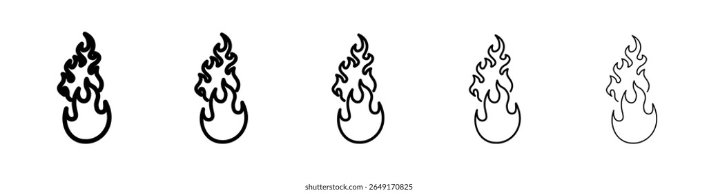 Conjunto de marca de logotipo de contorno delgado de icono de fuego