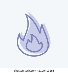 Fire Icon in trendy two tone style isolated on soft blue background
