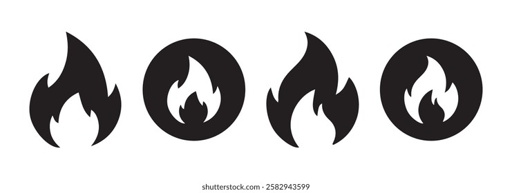 Fire icon vector. Bonfire. Set Symbol of Fire. Fire Line Icons illustration eps 10