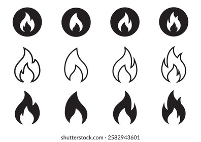 Fire icon vector. Bonfire. Set Symbol of Fire. Fire Line Icons illustration eps 10