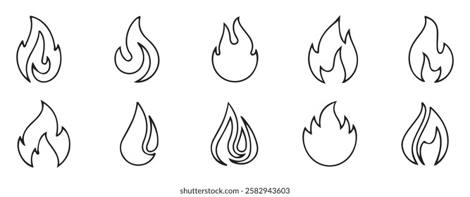 Fire icon vector. Bonfire. Set Symbol of Fire. Fire Line Icons illustration eps 10