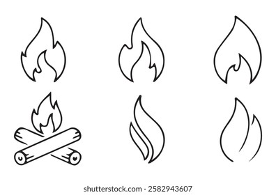 Fire icon vector. Bonfire. Set Symbol of Fire. Fire Line Icons illustration eps 10