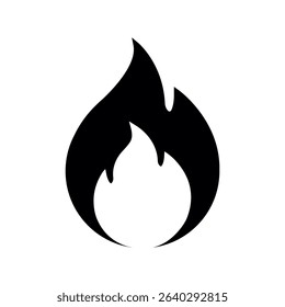 Fire Icon Vector Design on White Background. Fiery, Burn, Flame, High Temperature Warning Flat Symbol.	