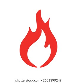 Fire Icon Vector Design on White Background. Flammable, Danger, Burn, Flame, Hazard, Warning Flat Red Symbol.