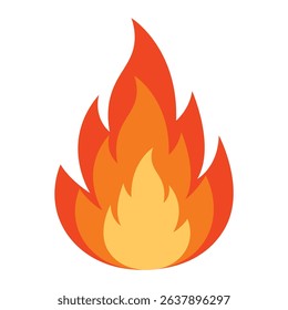 Fire icon vector flame illustration heat symbol burning graphic. Transparent png