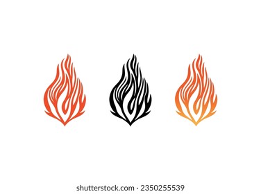 Vector de icono de fuego del clipart del logotipo de la llama, símbolo de la bola de fuego que enciende el símbolo de la llama caliente. aislado de fondo blanco.