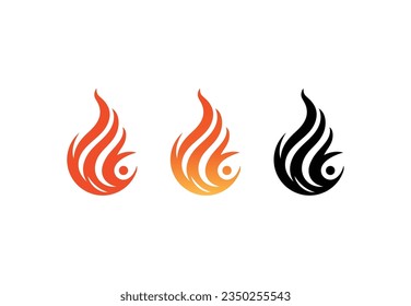 Fire Icon vector of Flame Logo clipart, flaming fireball sign hot blaze symbol. isolated on white background.
