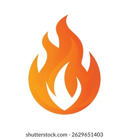 Fire Icon Vector – Flame Symbol on White Background