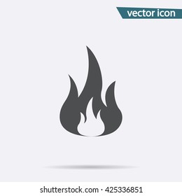 Fire icon vector. Flat flame symbol isolated on white background. Trendy internet concept. Modern sign for web site button, mobile app, ui design. Logo illustration.