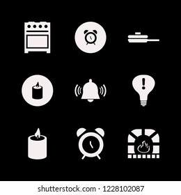 fire icon. fire vector icons set school bell, candle, alarm and fireplace