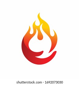 fire icon vector illustration and hand logo design