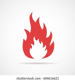 Fire icon. Vector illustration. Red fire sign in flat design.