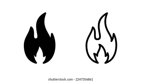 Ilustración vectorial de icono de fuego. signo de fuego y símbolo