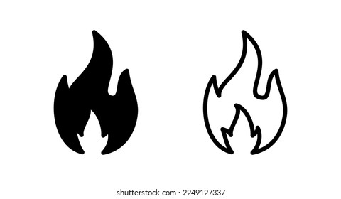 Ilustración vectorial de icono de fuego. signo de fuego y símbolo
