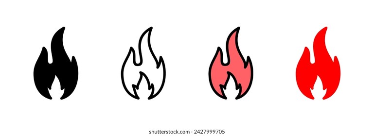 Ilustración vectorial de icono de fuego. signo y símbolo de fuego