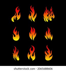 Fire icon vector isolated on black background. suitable for icon, logo or symbol using fire or flame theme