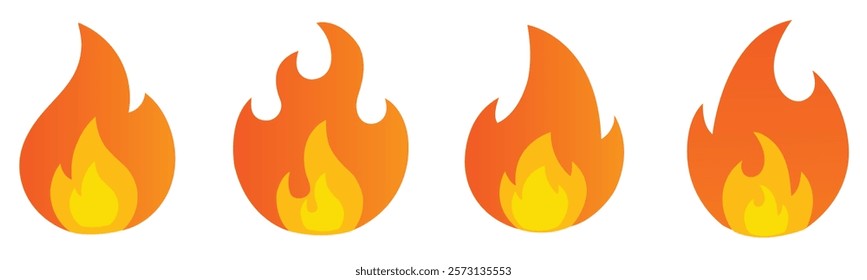  Fire icon vector set. . Collection of fire and flame icons. Fire flame symbol. Flame icon collection. Set of fire flame vector icons.