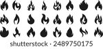 Fire icon vector set. Fire flame symbol. Flame icon collection. fireball and flame vector illustration icon set. Fire flame icon. Burning symbol. Fireball sign. Energy illustration isolated.