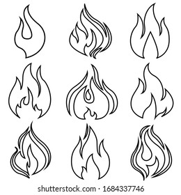 Fire icon vector set. Flame illustration sign collection.