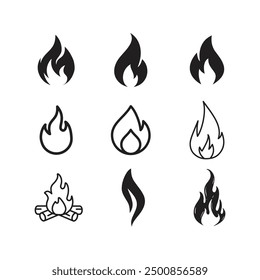 Fire icon vector set. Fire flame symbol. Flame icon collection.