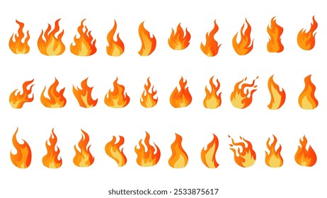 Fire icon vector set. Fire flame symbol. Flame icon collection. Orange fire