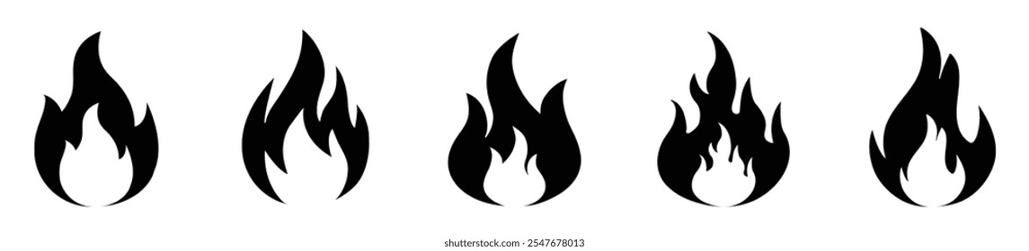 Fire icon vector set. Fire flame symbol. Flame icon collection. fireball and flame vector illustration icon set. Fire flame icon. Burning symbol. Fireball sign. Energy illustration isolated.