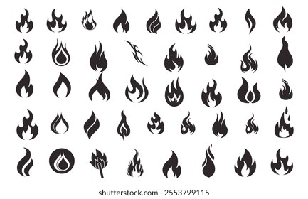 Fire icon vector set. Fire flame symbol. Flame icon collection.