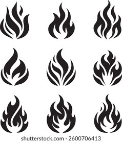 Fire icon vector set. Fire flame symbol. Flame icon collection. fireball and flame vector illustration icon set. 