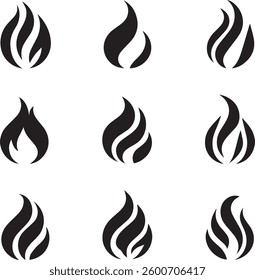 Fire icon vector set. Fire flame symbol. Flame icon collection. fireball and flame vector illustration icon set. 