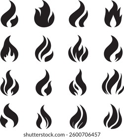 Fire icon vector set. Fire flame symbol. Flame icon collection. fireball and flame vector illustration icon set. 