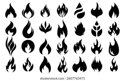 Fire icon vector set. Fire flame symbol. Flame icon collection.