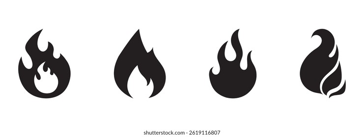 Fire icon vector set. Fire flame symbol. Flame icon collection.