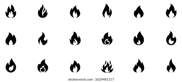 Fire icon vector set. Fire flame symbol. Flame icon collection. Vector Illustration. EPS 10