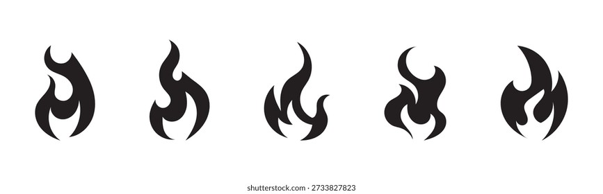Fire icon vector set. Fire flame symbol. Flame icon collection.