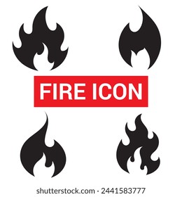 Conjunto de vector de icono de fuego. logotipo ilustración vectorial plana